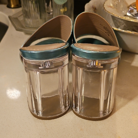 Charles David Shiny Blue Mules - Picture 3 of 6